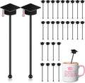 SiliFine 30 Pcs Graduation Cap Drink Stirrers Graduation Stir Sticks Coffee Stirrers Cocktail Mixers Plastic Swizzle Sticks Hot Cocoa Bar Supplies for Party Bar Coffee Tea Favors (Pink)