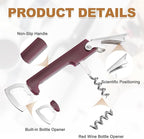 uxcell Wine Opener, Bottle Opener, Durable Stainless Steel Waiter's Corkscrew, Compact All-In-One Home Bar Tool for Bar, Party, Wedding, Home, Travel, Dark Red