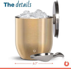 Snowfox Plus - Insulated Ice Bucket with Lid/Scoop, Premium Vacuum Insulated Stainless Steel Ice Buckets for Parties, Ice Box, Home Bar Accessories, Parties Supplies, Bar Decor, 3L, Shimmer Gold