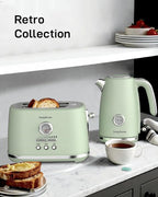 LONGDEEM Toaster 2 Slice with Extra Wide Slots & Removable Crumb Tray 6 Browning Options, Auto Shut Off & Frozen Function, Toast Fruit Bread, Bagel & Waffle, Green