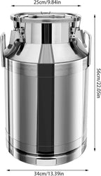 304 Stainless Steel Milk Can Large 12L-60L Capacity Milk Bucket Ice Buckets Bar Tools Wine Pail Bucket Milk Can Tote Jug with Sealed Lid Heavy Duty for Milk and Wine Liquid Storage (40L)