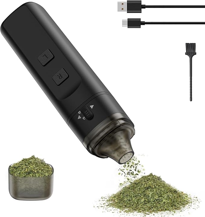 Electric Spice Grinder,Automatic Small Portable Herbal Machine & Spice Mill,USB Rechargeable Grinding (Black)
