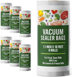 Houseables Vacuum Sealer Bags, Vacuum Sealer Rolls, Food Saver Bags Rolls, 11 Inch, Vac Seal, Sous Vide, Food Storage, Freezer, Sealing, Machine, Cooking, Air Sealable, BPA Free, Heavy Duty 11x16, 6PK