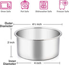 E-far 4 Inch Small Cake Pan Set of 6, Stainless Steel Mini Round Smash Cake Baking Pans Tins, Non-Toxic & Healthy, Mirror Finish & Dishwasher Safe
