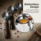 54mm Bottomless Portafilter for Breville Barista Express/Pro/Touch/Bambino18-21g Precision Basket, Stainless Steel 304 Filter Basket, Naked Portafilter for Espresso Extraction(Rosewood)