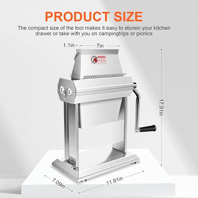 YBSVO Commercial Meat Tenderizer Machine - Heavy Duty Stainless Steel Manual Cuber with 40 Sharp Blades - Hand Crank Steak & Venison Tenderizing Tool for Butchers, Hunters & Kitchens (7" Wide Feed)