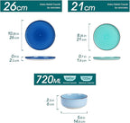 vancasso Bonita Dinnerware Sets 18 Pieces, Blue Stoneware Dishes Set for 6, Plates Set and Bowls Sets, Dishwasher and Microwave Safe