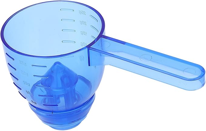 Asixxsix Measuring Scoop, Spill Proof Funnel Design Powder Funnel, Kitchen Measuring Tool with Scale for Seasoning Camping Baking Supplements Dishwasher Safe Food Grade ABS Material (Blue)