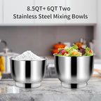 Aifeel Stand Mixer, 8.5QT+ 6QT Two Stainless Steel Bowls Electric Food Mixer, 7 in 1 Multifunctional Kitchen Mixer with Dough Hook, Whisk, Beater, Meat Grinder,Pasta & Cookie Maker-Red