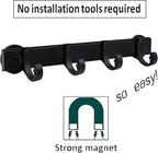 Magnetic BBQ Tool Rack, Universal Fridge Organizer Grill Cutlery Holder Towel Hanger - 4 Adjustable Rail Hooks Storage for Hanging Kitchen Utensils Tongs,Oven mitt,whisks,Hand Towel, etc.
