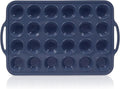 Mini Silicone Muffin Pan with Metal Frame, Non Stick Silicone Cupcake Pan with Handles 24 Cup, BPA Free Silicon Muffin Tin Tray Small for baking, egg bites, Cupcake Mold Grey