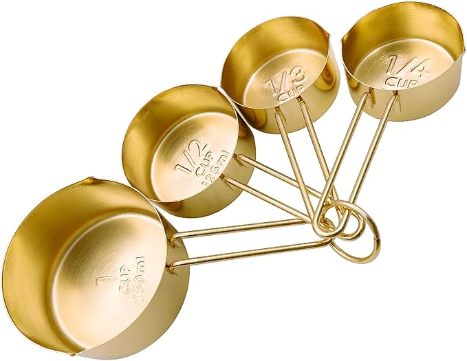 4pcs Stainless Steel Measuring Cups Set Kitchen Accessories Baking Tea Coffee Measuring Tools (gold-4pcs)