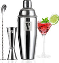 24oz Cocktail Shaker Set with 1 oz 2oz Jigger - Monogramm Initials Martini Shaker Set - 304 Stainless Steel Bar Shaker for Margarita,Mojito-Personalized Gift for Friend,Husband-V
