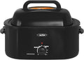 Sunvivi Roaster Oven, Electric Roaster Oven with Viewing Lid, 28lb 24-Quart Turkey Roaster with Unique Defrost/Warm Function, Large Roaster with Removable Pan & Rack, Stainless Steel, Black