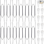 Bilillo 12 Pack Spring Plate Hangers for The Wall, Invisible Heavy Duty Wire Holders with 12 Pcs Wall Hooks, Fit 16"–20" Decorative Plates, Platters, Dishes, Black Stainless Steel