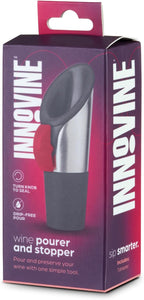 Innovine Wine Pourer and Stopper, Drip-Free Stainless Steel and Silicone Construction, Perfect for White and Red Wines, Home Bar Accessories, Kitchen Essentials, Set of 1, Raspberry