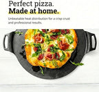 Lodge Seasoned Cast Iron Pizza Pan - Pre-Seasoned, Round Pizza Pan with Dual Assist Handles - Even Heat Distribution- PFAS-Free, Non-Toxic Cookware - Oven Safe - 15 Inch