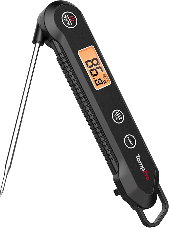 TempPro Digital Instant Read Meat Thermometer for Grilling Waterproof Kitchen Food Thermometer with Calibration Backlight Baking Bread Candy Thermometer Cooking Tools Utensils (Previously ThermoPro)