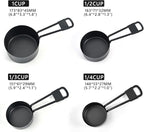 9PCS Black Stainless Steel Measuring Cups and Spoons Set, Heavy Duty Measuring Cup Set