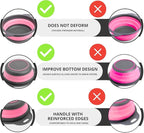 Pink Round Silicone Collapsible Colander – Small Silicone Round Kitchen Strainers with Plastic Handles Foldable Kitchen Strainer Perfect for Draining Pasta Vegetable and Fruit