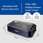 Indoor Grill CUSIMAX Electric Smokeless Grill Portable Korean BBQ with Turbo Smoke Extractor Technology, Non-stick Removable Plate, Tempered Glass Lid, Great for Party(Single Plate)