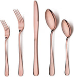 LIANYU 10-Piece Copper Silverware Flatware Set for 2, Stainless Steel Cutlery Set with Knives Spoons Forks, Eating Utensils for Wedding Festival Party, Mirror Finished, Dishwasher Safe