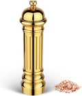 Metal Salt Grinder, Heavy Duty High Output Salt Mill with Adjustable Coarseness, 316L Stainless Steel, Refillable (Gold)