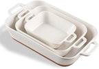 Sweejar Relief Casserole Dishes for Oven, Ceramic 9x13 Baking Pans Set for Cooking, Cake, Banquet and Daily Use, Rectangular Bakeware Set, Porcelain Baking Dish, Lasagna Pan Deep with Handles(Color Blocking)