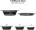 Collapsible Colander Set of 3 with Kitchen Counter Self-draining Base, Round Silicone Food Foldable Strainer for Cooking Pasta, Vegetables and Fruit (3QT, 4QT and 5QT)