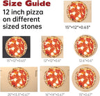 Pizza Stone 15x12 Inch Rectangular, Cordierite Baking Stone for Oven Grill BBQ, Crack Resistant with 4 Built-in Handles for Crispy Crust Bread Cookies