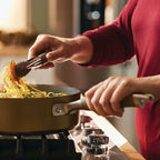 Anolon Advanced Home Hard Anodized Nonstick Divided Grill and Griddle Pan, 12.5 Inch, Bronze