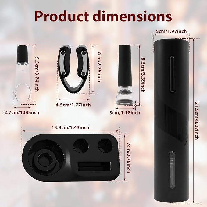 1Pcs Electric Bottle Opener ABS Electric Wine Opener Rechargeable Electric Corkscrew Wine Opener Extended Life Electric Bottle Opener with Storage Base Electric Wine Opener for Wine Bottles