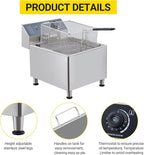 GarveeHome Commercial 11 L/3.3 gal Deep Fryer 1700W,201 Stainless Steel Electric Fryer with Adjustable Thermostat, Extra-Thick 6 LB Basket & Splash Guard Lid for Restaurant, Food Truck, Home Kitchen