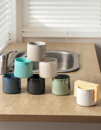 Ceramic Sponge Holder for Kitchen Sink, Scrub Sponge Dish Rack, Farmhouse Compact Sink Caddy Organizer, Glazed Green