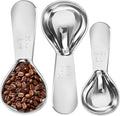 Stainless Steel Coffee Scoop Set - 3 Pc Measuring Spoons (2Tbsp & 1 Tbsp Scoop) for Ground Coffee, Tea, Sugar Or Flour, Short Handles