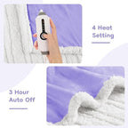 Electric Heated Blanket Throw Size - 50"x60", Soft Flannel Heating Blanket, 4 Heating Levels, 3 H Auto Shut Off, Breathable Warm and Washable for Sofa, Light Purple