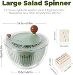 Salad Spinner Large with 5-Blade Slicer & Egg Yolk Strainer, Multifunctional Vegetable Fruit Washing Bowl 4.3 Qt for Efficient Kitchen Washing Drying & Shredding