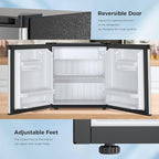 Antarctic Star Compact Refrigerator Mini Fridge with Freezer, Single Reversible Door, Dorm Fridge, Wire Shelf, Defrost Button, for Bedroom, Office, kitchen, 1.7 Cu. Ft, Steel