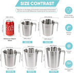 Newness 5 Pack Stainless Steel Measuring Cups Set (3 Marking Including Cup/ML/Oz Scale)(2, 3, 4, 6 & 8 Cup) Metal Measuring Cup with Handle For Prepping, Baking and Cooking, Dishwasher, Microwave Safe