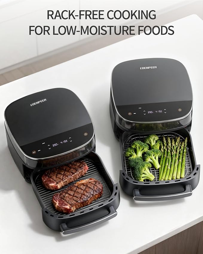 Large Air Fryer 6QT, 11-in-1 Fast Cooking Air Fryer with Top & Bottom Heating, No Flip Needed, Quiet 50dB, Family Size Digital Air Fryer for Healthy Meals, Fits a 12" Pizza or Steaks