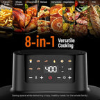 Glass Air Fryer Non Toxic, 6.3QT & 4.4QT Air Fryer with Dual Glass Baskets with Lids, 8-in-1 Portable Air Fryers Cristal, PFOA & PFAS-Free, Dishwasher Safe, Ideal Kitchen Gift