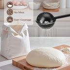 HULISEN Flour Duster for Baking, One-Handed Operation, 304 Stainless Steel Powdered Sugar Shaker Duster, Pick Up and Dust Flour Sifter, Gift Package, Black