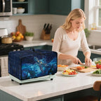 Starry Sky Ocean Turtle Print Toaster Oven Dust-proof Cover, Heat-resistant Anti Fingerprint Microwave Oven Cover, Compatible with Most Small Appliance (Medium-16.1 * 19.71 * 10 inches)