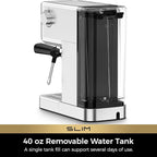 CHULUX Slim Espresso Machine with Milk Frother, 20 Bar Professional Italian Pump Espresso Coffee Machine for Home Cappuccino & Latte Maker, Stainless Steel, Silver