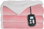 Electric Heated Blanket Full Size - 72"x84", Soft Flannel Heating Blanket, 10 Heating Levels, 1-12 H Auto Shut Off, Breathable Warm and Washable for Bed, Light Pink