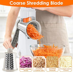 MealHelper 5 Blade Rotary Cheese Grater and Vegetable Chopper with Storage Box and Hand Crank, Compact Shredder for Cheeses, Veggies, Nuts - Easy to Use, Non-slip Suction Base,White