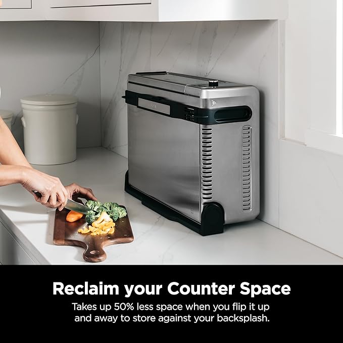 Ninja Digital Air Fry Countertop Oven, 8-in-1 Functionality, 1800W, Flip-Up Design, XL Capacity, Air Fry Basket, Wire Rack & Crumb Tray, Silver, SP101