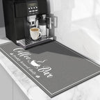 CooRug Absorbent Coffee Mat, Fashion Dish Drying Mat for Kitchen Counter Coffee Bar Accessories Espresso Machine Dish Rack 16" x 24" Dark Grey
