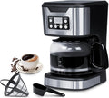 Programmable Coffee Maker 12 Cup Brew & Drip coffee machine, Fully Automatic, 1-4 Cup Setting, Stainless Steel,Keep- Warm Function, Household, Home and Office,Black