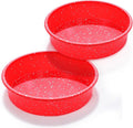 SJ 8 Inch Silicone Round Cake Pan with Metal Reinforced Frame Set of 2, Nonstick Silicone Cake Mold for Baking Suitable for Making Layers, Cheese & Chocolate Cakes for Christmas